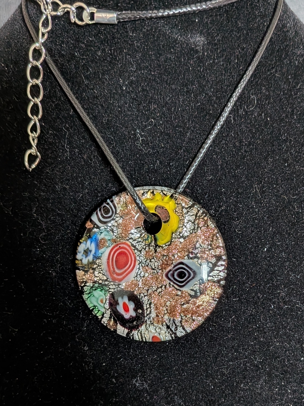 Handmade Multicolor Millefiori Glass Pendant Necklace - Women Jewelry